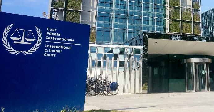 A sign outside the International Criminal Court in The Hague