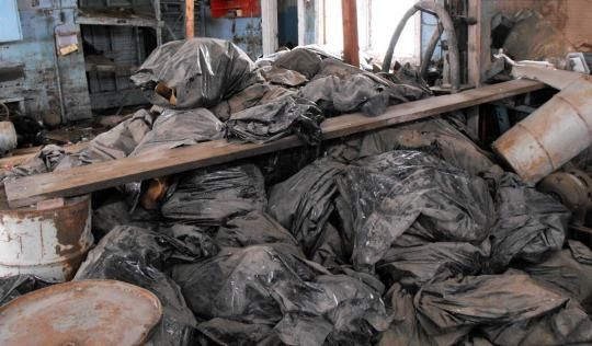 Hundreds of irradiated “filter socks” dumped in an abandoned building found by North Dakota officials on Feb. 28 (Source: North Dakota Dept of Health)