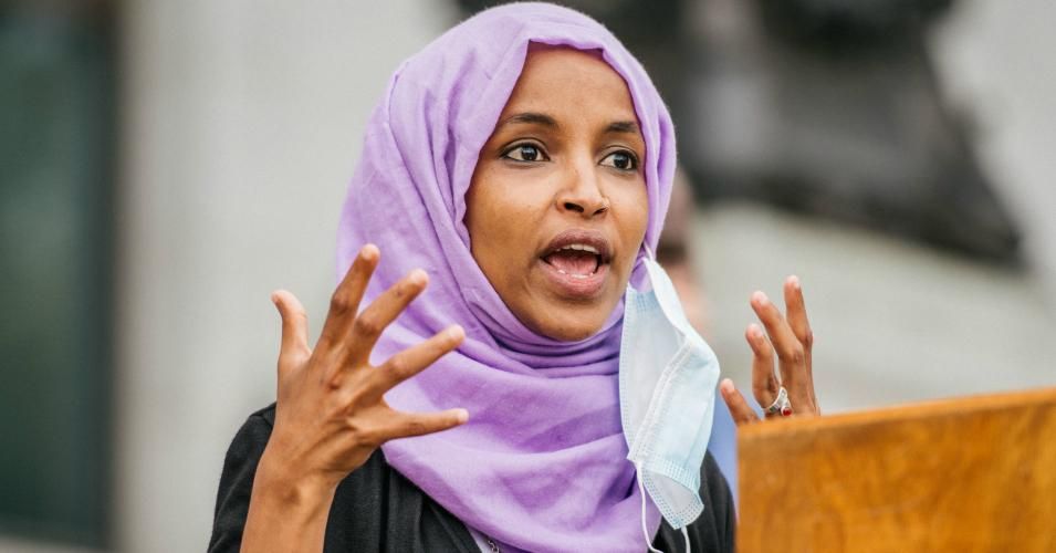 Rep. Ilhan Omar (D-Minn.) speaks during a press conference on July 7, 2020 in St. Paul, Minnesota.