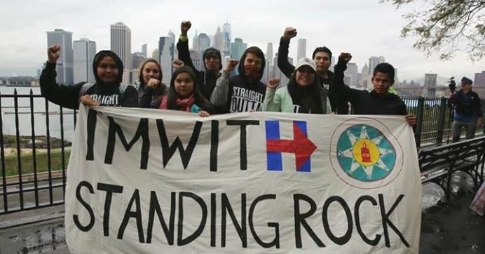 Ten youth from Standing Rock tell the Democratic presidential nominee that "if we're gonna #StandWithHer then she's gonna need to #StandWithStandingRock and say #NODAPL!!" as said by activist Rae Breaux. (Photo: Rae Breaux/Twitter)