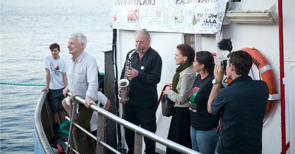 Image from the deck of the Marianne of Gothenburg ship, which is participating in Freedom Flotilla III. (Photo courtesy of Freedom Flotilla Coalition)