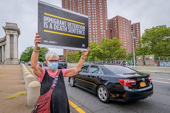 Human rights advocates in New York City protesting the incarceration of immigrants on July 30, 2020. (Photo: Erik McGregor/LightRocket via Getty Images)