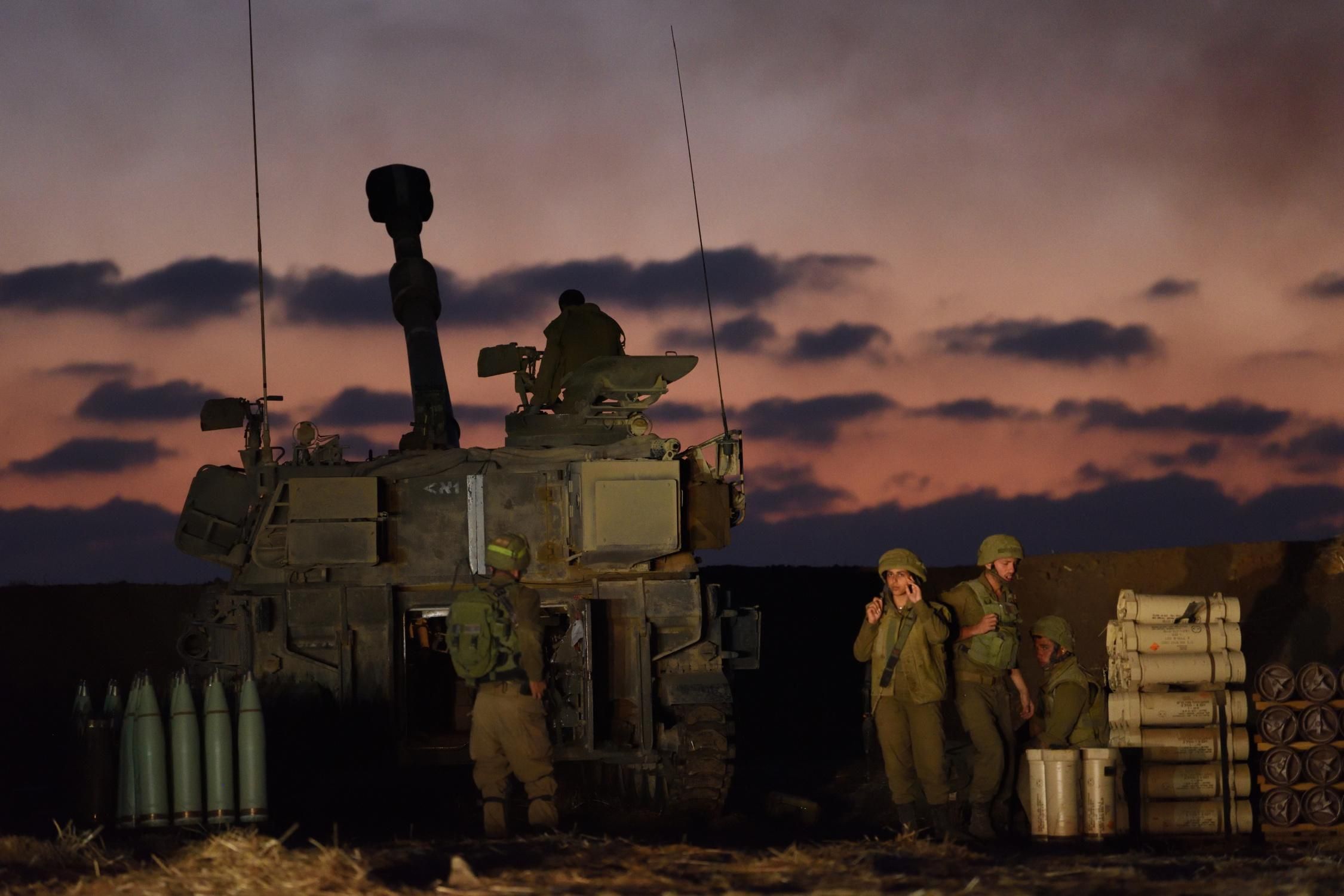 An IDF artillery unit near the Israel-Gaza border in Southern Israel on May 13, 2021.