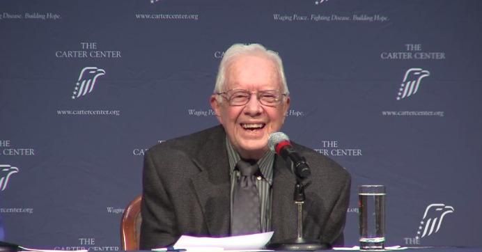 Former U.S. President Jimmy Carter speaking Tuesday at the Carter Center in Atlanta. (Photo: Screengrab from cartercenter.org)