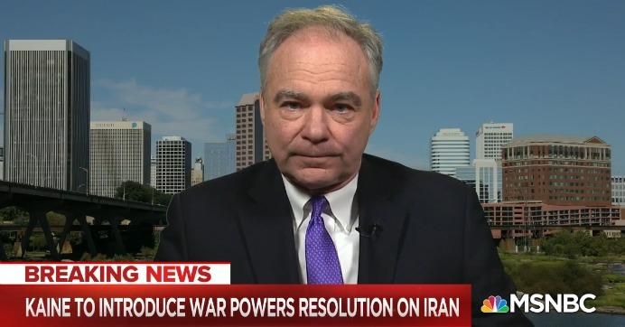 Sen. Tim Kaine appeared on MSNBC Friday to explain why he introduced a War Powers resolution to prevent a war with Iran. 