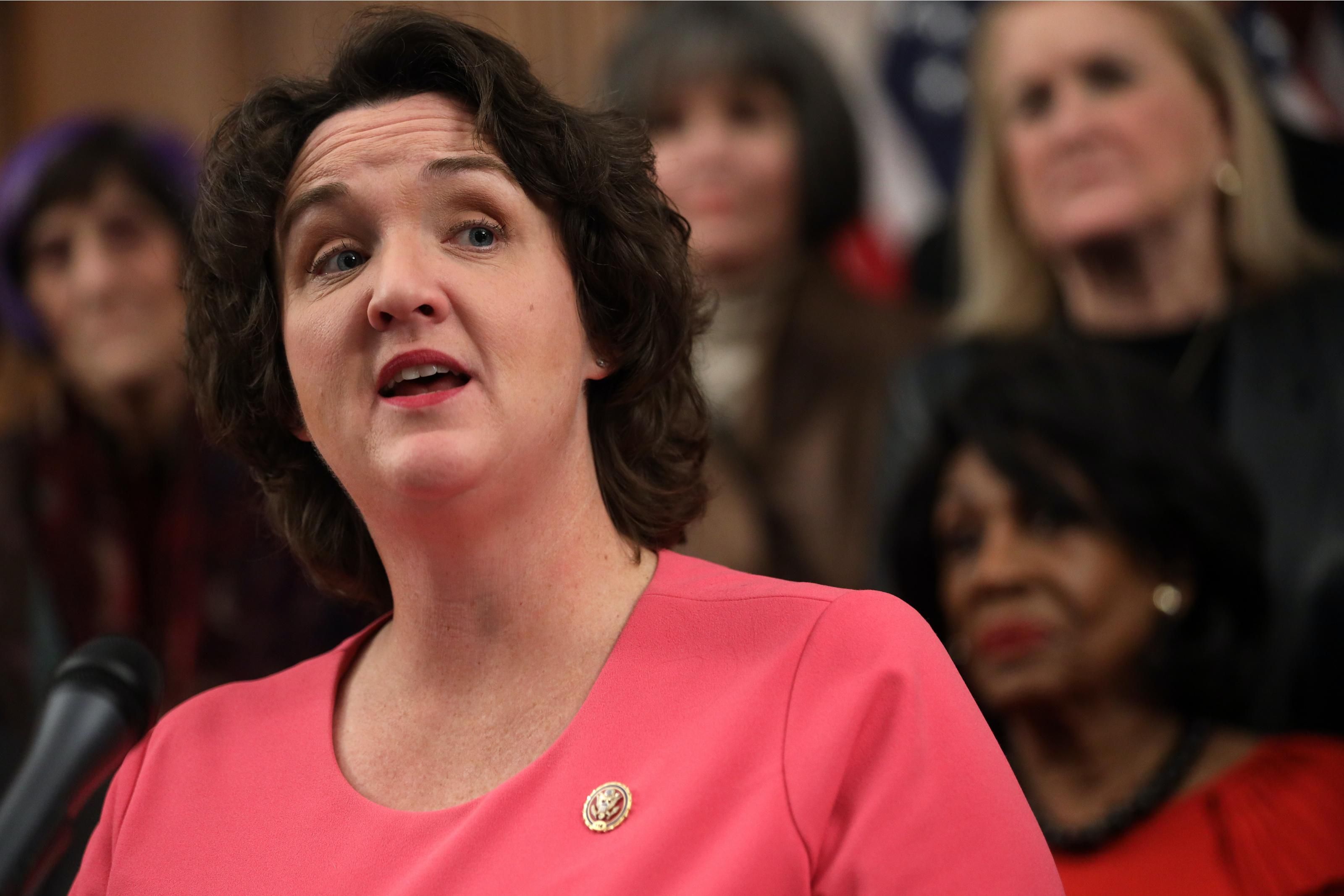 Rep. Katie Porter (D-Calif.)—minus her "Whiteboard of Justice"—speaks at the U.S. Capitol on December 19, 2019. (Photo: Alex Wong/Getty Images) 