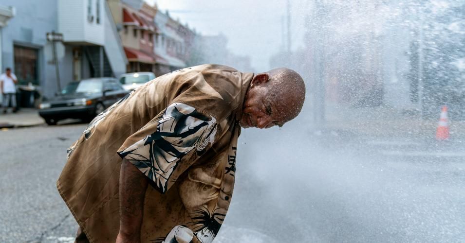 Eduardo Velev cools off in the spray of a fire hydrant during a heatwave on July 1, 2018 in Philadelphia, Pennsylvania. An excessive heat warning has been issued in Philadelphia and along the East Coast as hot and humid weather hits the region this week. (Photo: Jessica Kourkounis/Getty Images)