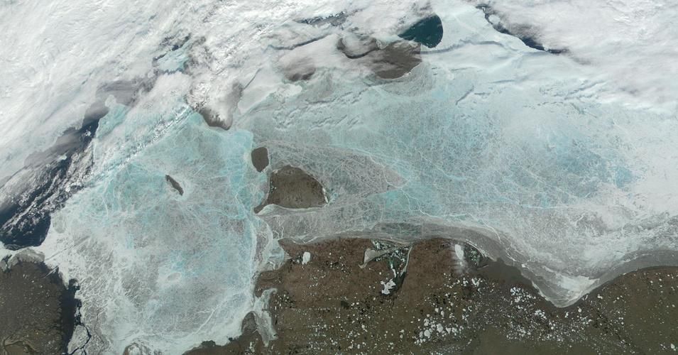 An satellite view of the Laptev Sea, Siberia. (Photo: NASA)