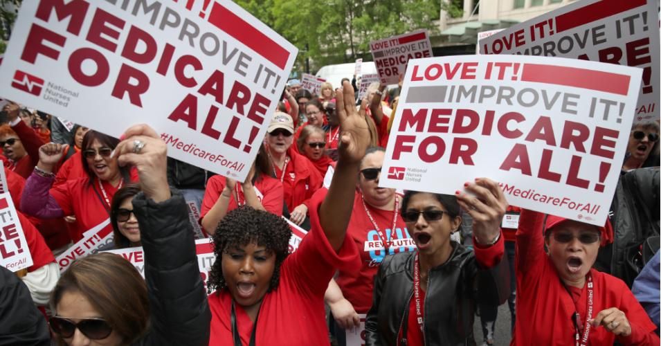The barriers to Medicare for All, wrote Matt Bruenig of the People's Policy Project, "are not technical deficiencies or costs, but rather political opposition from Republicans and conservative Democrats who would rather spend more money to provide less health care." (Photo: Win McNamee/Getty Images)