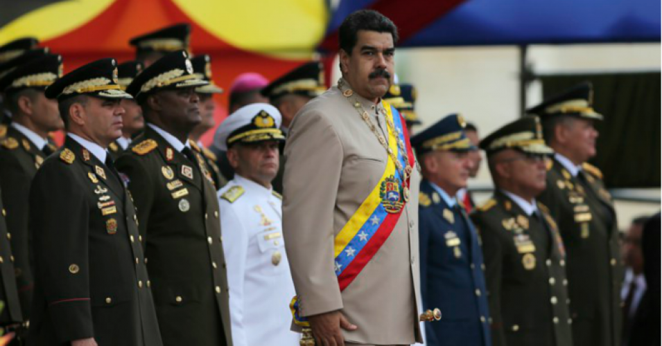 Venezuela's President Nicolás Maduro oversees a military parade in Caracas in 2017.