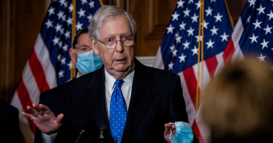 Senate Majority Leader Mitch McConnell (R-KY) speaks during a news conference at the U.S. Capitol on December 1, 2020 in Washington, D.C.