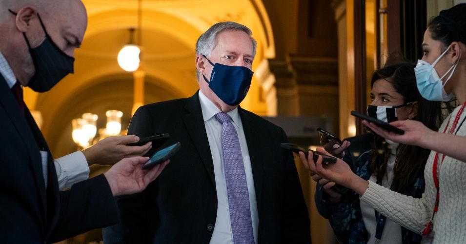 Mark Meadows, White House chief of staff, talks with reporters in the Capitol on Wednesday, November 18, 2020.