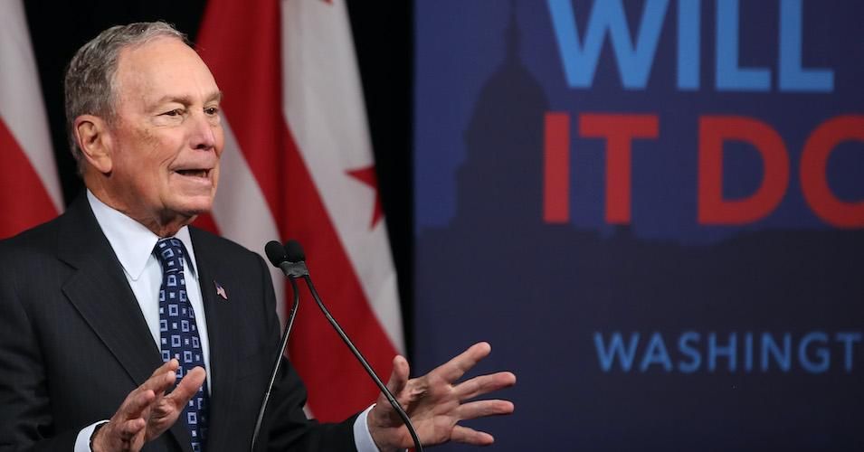 Democratic presidential candidate, former New York City Mayor Michael Bloomberg speaks about affordable housing during a campaign event where he received an endorsement from District of Columbia Mayor, Muriel Bowser, on January 30, 2020 in Washington, D.C.