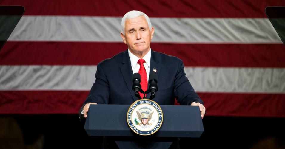 Vice President Mike Pence visits Rock Springs Church to campaign for GOP Senate candidates on January 4, 2021 in Milner, Georgia.