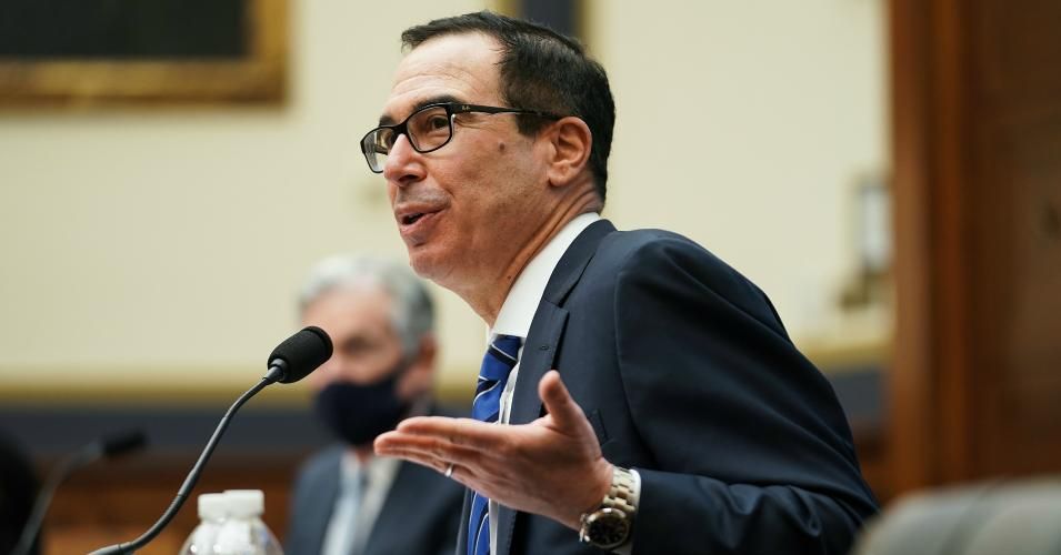 Treasury Secretary Steven Mnuchin testifies during a House Financial Services Committee hearing in the Rayburn House Office Building in Washington, D.C. on December 2, 2020.