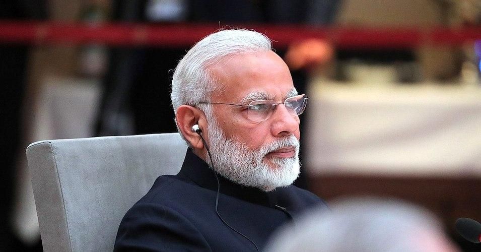 Indian Prime Minister Narendra Modi attends a conference in Russia in 2017.