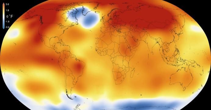 A visualization of global warming trends published by NASA on Jan. 20, 2016, one year to the day before Donald Trump takes office. (Photo: NASA.gov)