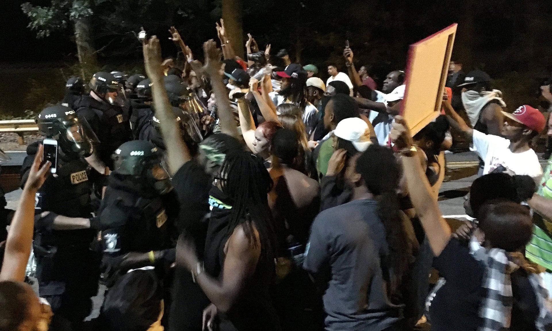 Protesters clashed with police after the fatal police shooting of Keith Scott in Charlotte, North Carolina.