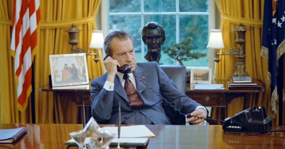 Former President Richard Nixon at his desk in the Oval Office of the White House on June 23, 1972. (Photo: National Archives)