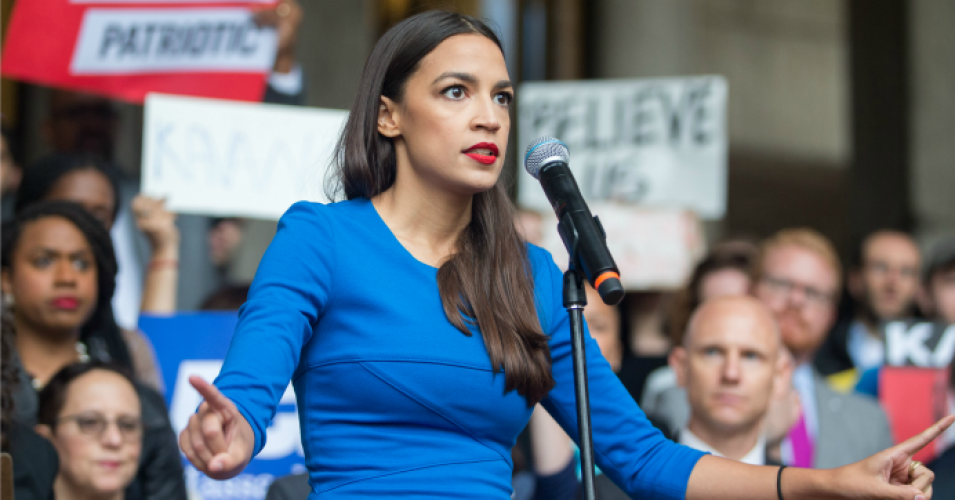 Alexandria Ocasio-Cortez (D-N.Y.), then a congresswoman-elect, spoke at a rally on Oct. 1, 2018 in Boston.