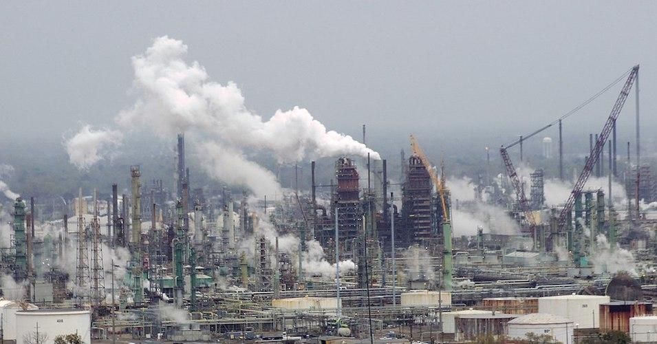 The Exxon Mobil Refinery in Baton Rouge, Louisiana, seen from the top of the Louisiana State Capitol, March 5, 2017.