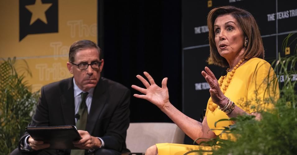 Speaker of the House of Representatives Nancy Pelosi speaks with Texas Tribune CEO Evan Smith during a panel at The Texas Tribune Festival on September 28, 2019 in Austin, Texas.