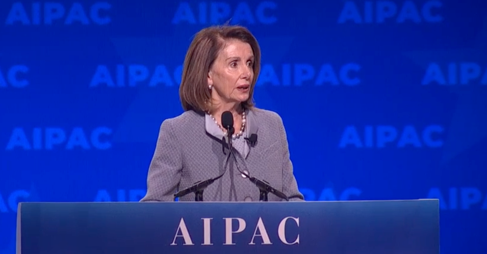 House Speaker Nancy Pelosi delivers remarks to the AIPAC 2019 conference.