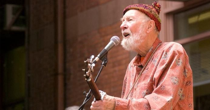 Pete Seeger (1919-2014) headlined the Rockin' Earth Day Fest at Teachers College at Columbia University on April 18th, 2009.
