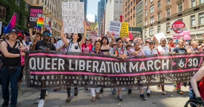 The Queer Liberation March went up 6th Avenue ending at a rally in Central Park in New York City on Sunday, June 30, 2019. 