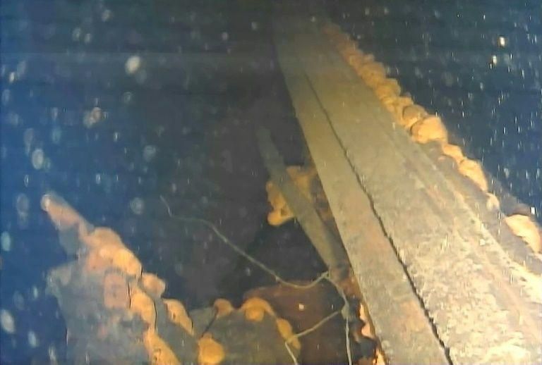 This handout video grab taken with an underwater robot and provided by Japan's International Research Institute for Nuclear Decommissioning on July 21 shows a part of the pedestal wall inside reactor No. 3 at Fukushima nuclear power plant. 