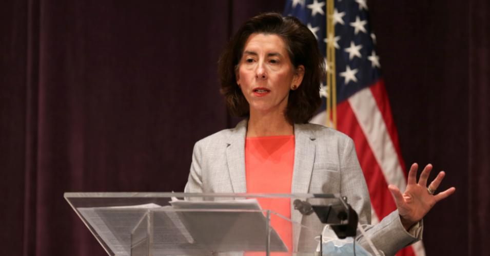 Rhode Island's Democratic Gov. Gina Raimondo speaks at a press conference in Providence, Rhode Island on December 3, 2020.