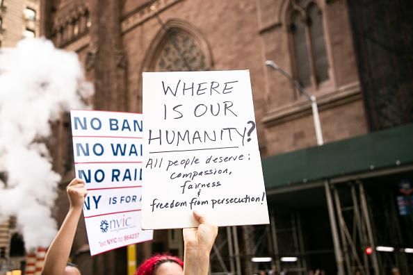 The New York Immigration Coalition held a rally to call on the Trump administration to protect asylum seekers and the right to refugee resettlement in New York City on August 3, 2019. (Photo: Karla Ann Cote/NurPhoto via Getty Images)