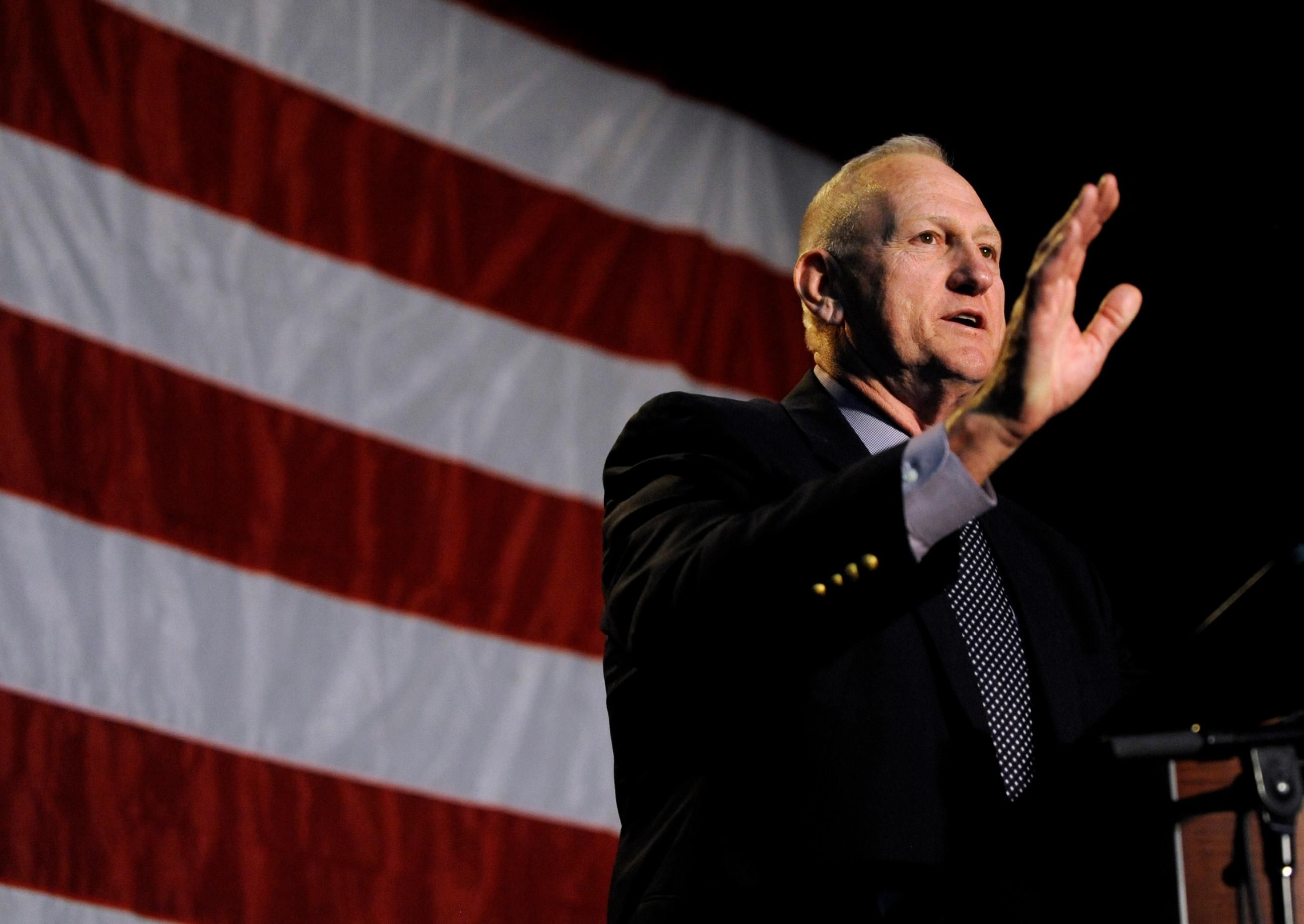 Gen. William Boykin addresses a crowd during a speech at Colorado Christian University on Monday, May 2, 2011.