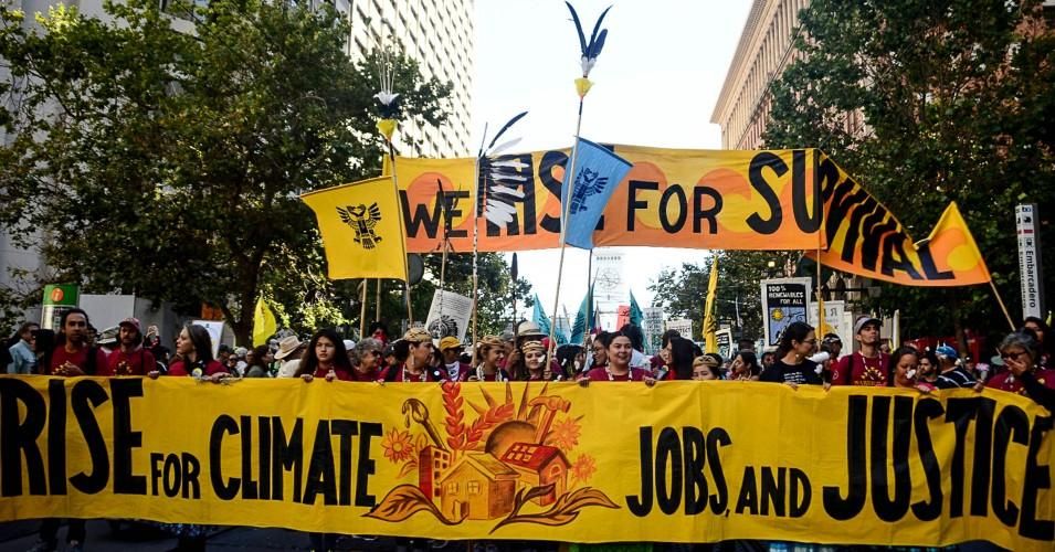 Climate justice protesters march in San Francisco on September 8, 2018 (Photo: Sunshine Velasco./Survival Media Agency)