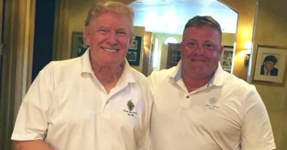 An undated photo of President Donald Trump, at one of his golf clubs, with Robert F. Hyde, the man who apparently had former U.S. ambassador to Ukraine Marie Yanvanovitch under physical—and possibly digital—surveillance in Kiev and offered to talk to Ukranians who would "help" deal with her "for a price." (Photo: Facebook)