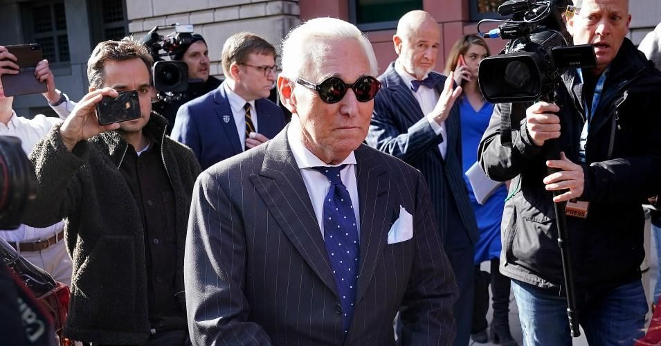 Former advisor to U.S. President Donald Trump, Roger Stone, leaves the E. Barrett Prettyman United States Courthouse after being found guilty of obstructing a congressional investigation into Russia’s interference in the 2016 election on November 15, 2019 in Washington, D.C. 