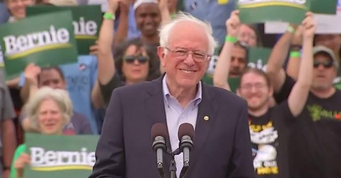 Sen. Bernie Sanders speaking Saturday at a 2020 campaign rally in Montpelier, Vermont.