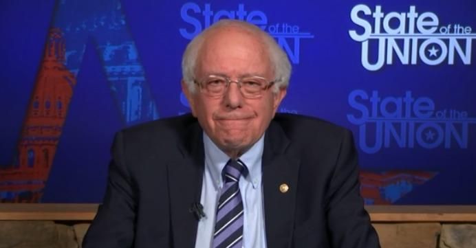 Sen. Bernie Sanders speaking Sunday on CNN's "State of the Union." 