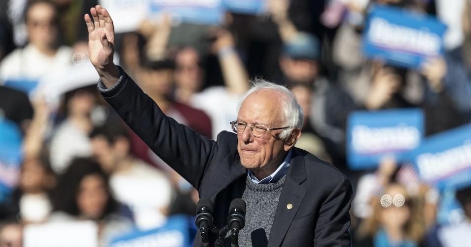 U.S. Senator Bernie Sanders speaks during Bernie Sanders Rally "Bernie's Back" in Queensbridge Park on October 19, 2019. 