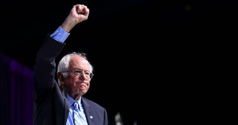 Democratic presidential candidate Senator Bernie Sanders gestures after speaking during the 2019 J Street National Conference at the Walter E. Washington Convention Center in Washington, DC on October 28, 2019.