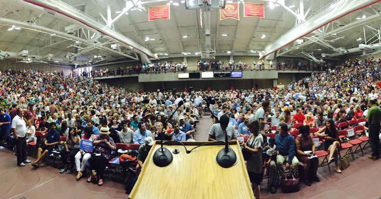 At least 5,500 people gather in in a gymnasium in Denver, Colorado to hear Vermont Senator Bernie Sanders Speak on Saturday night. (Photo: Bernie Sanders Campaign)