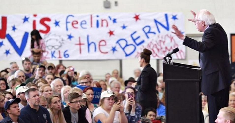 Bernie Sanders addresses a crowd in Charleston, West Virginia, where he is projected to win the May 10th primary. (Photo: Bernie Sanders campaign)