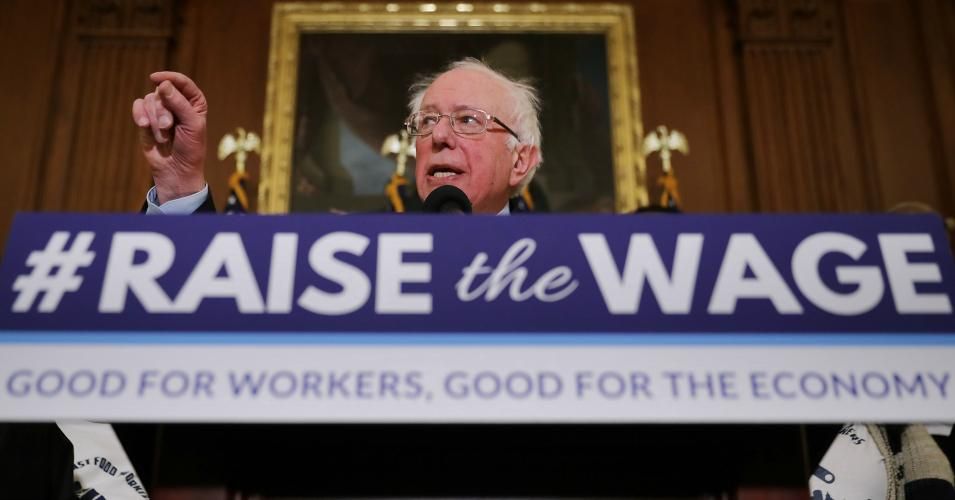 Sen. Bernie Sanders (I-VT) speaks during an event to introduce the Raise The Wage Act in the Rayburn Room at the U.S. Capitol January 16, 2019 in Washington, DC. The proposed legislation, which will gradually raise the minimum wage to $15 by 2024, is unlikely to pass in the Republican-controlled Senate. (Photo: Chip Somodevilla/Getty Images)