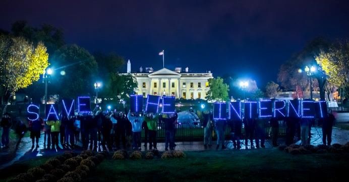 A 2014 protest at the White House for net neutrality before the Obama administration passed the 2015 Title II order, which classified internet service providers as common carriers under Title II of the Communications Act—a rule that is now under threat. (Photo: Joseph Gruber/cc/flickr)
