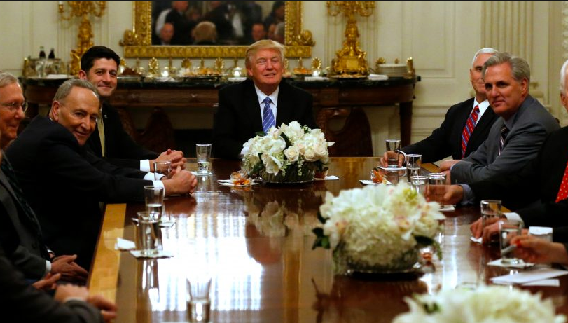 U.S. President Donald Trump played host to a reception and meeting with U.S. congressional leaders in the State Dining Room at the White House on Monday where he reportedly lied again about why he lost the popular vote by nearly 3 million people