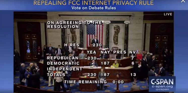 "Congress today voted to sell off your privacy and your security online." (Screenshot: CSPAN)