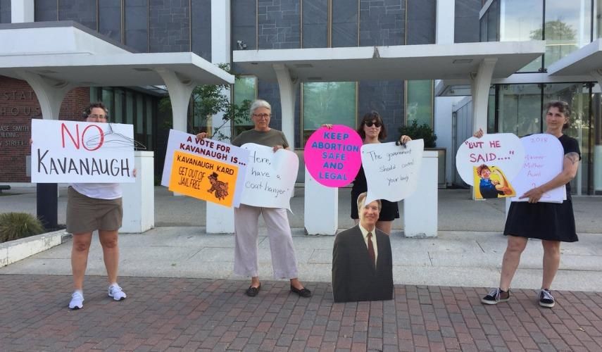 Protesters in Maine visited one of Sen. Susan Collins's offices last week to demand that she vote against Judge Brett Kavanaugh for an appointment to the U.S. Supreme Court.