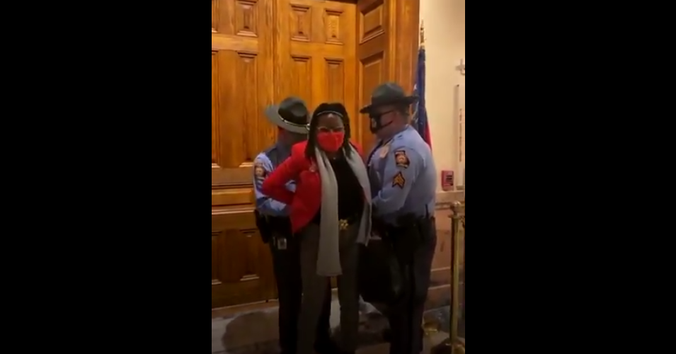 Georgia State Rep. Park Cannon was arrested for knocking on Gov. Brian Kemp's office door on Thursday, March 25, 2021.