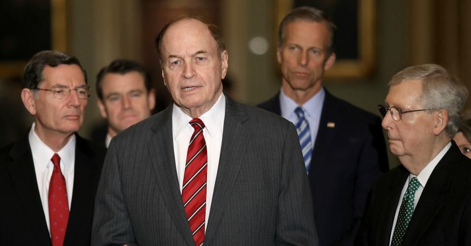 Sen. Richard Shelby (R-Ala.), a primary negotiator for the Republican side, speaks at the U.S. Capitol on February 12, 2019 in Washington, D.C.