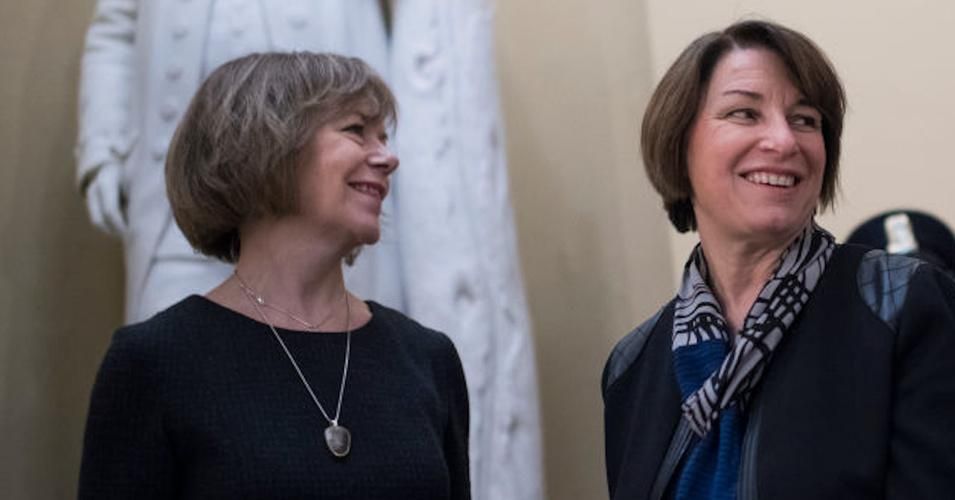 Sens. Tina Smith (D-Minn) (L) and Amy Klobuchar (D-Minn) have called for an end to the filibuster. (Photo: Tom Williams/CQ Roll Call)